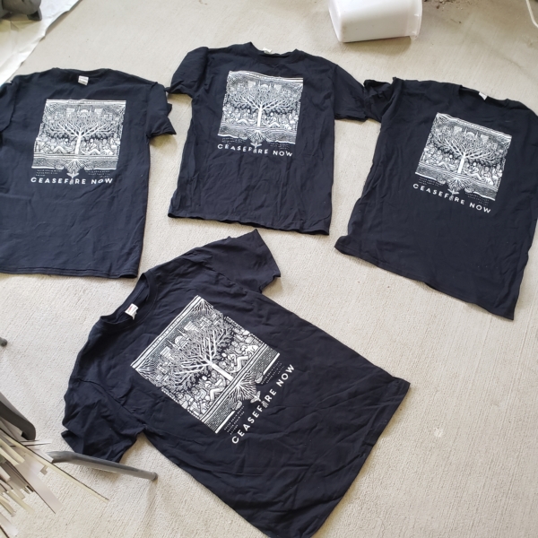 tatreez shirts in process